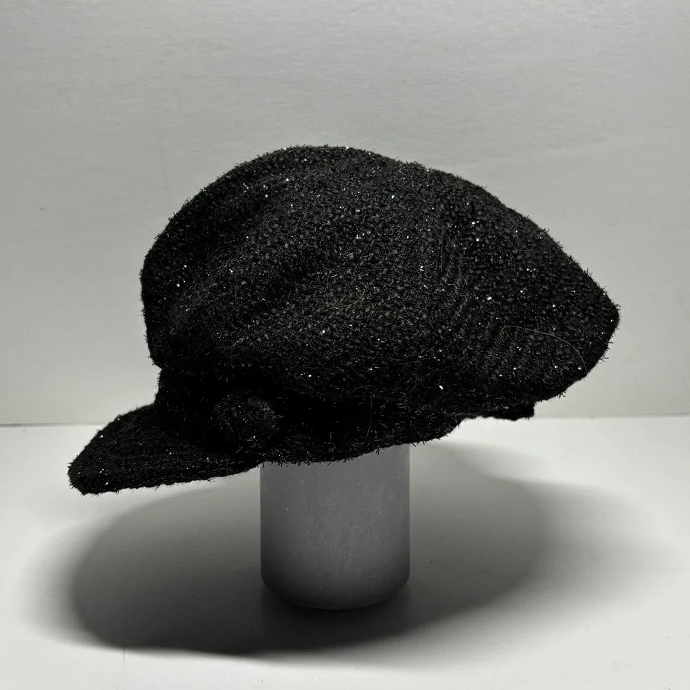 Sparkle Newsboy Cap Black Glitter Texture Baker Boy Hat Women Paris Britney Y2K‎